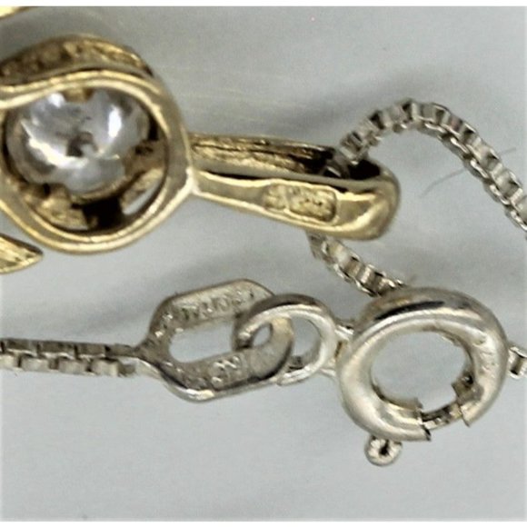 925 STERLING GOLD VERMEIL ANGEL gemstone pendant/necklace 18" 3.3 grams - Picture 5 of 7